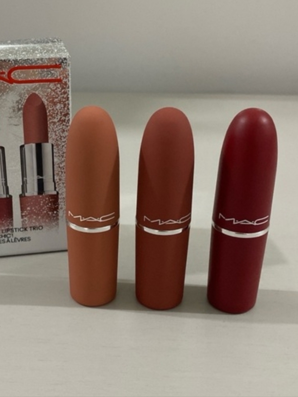 MAC Cosmetics Hail to the Chic Lipstick Trio - Nude, Red, Pink 3-pc Set Full Sz - Picture 14 of 14